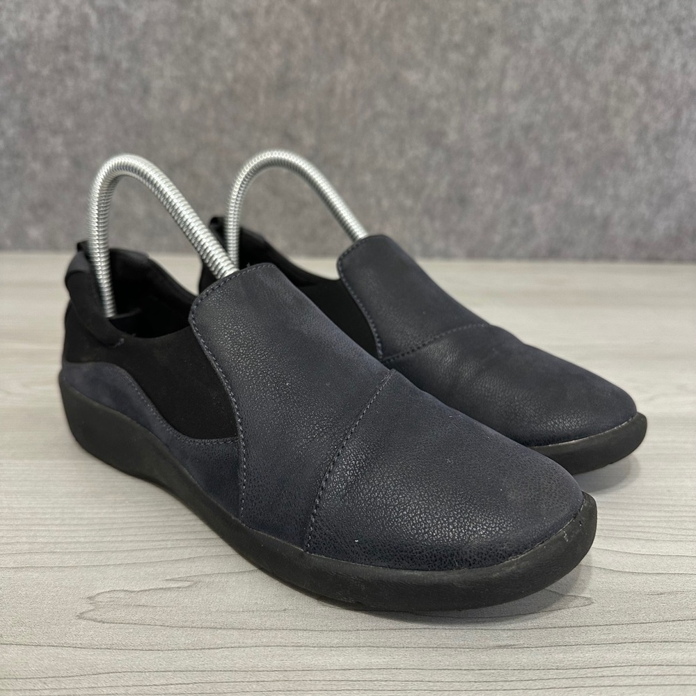 Clarks Cloudsteppers Sillian Paz Womens 7 Blue Slip On Loafers Comfort Shoes